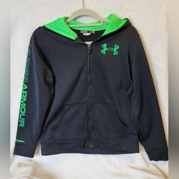 Under Armour Hoodie Youth XL Storm‎ Magzip Loose Sweatshirt YXL Black Neon Camo - Picture 1 of 5